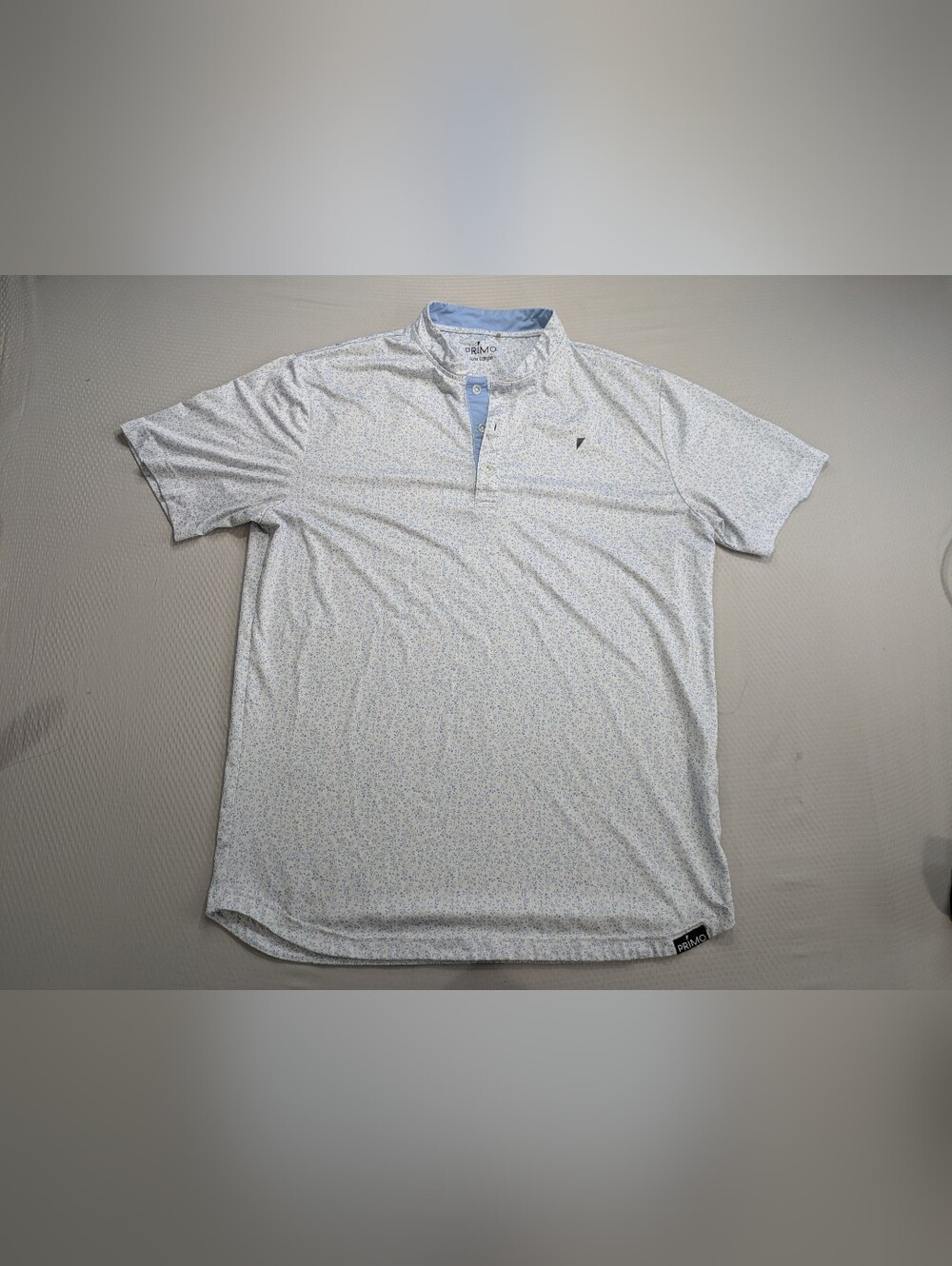 Primo Blade Polo Shirt Mens Large White Speckle Print Performance Short Sleeve